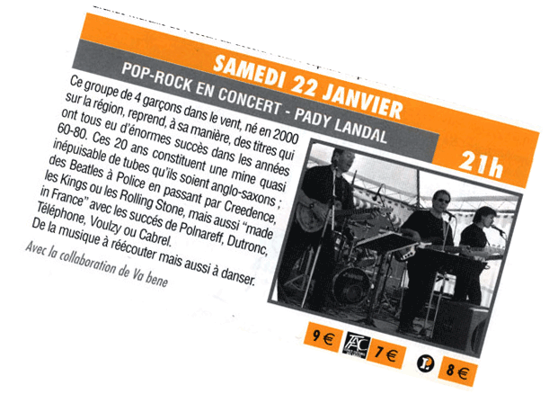 Les Pady Landal (musique pop rock) en concert  l'espace culturel des Saules